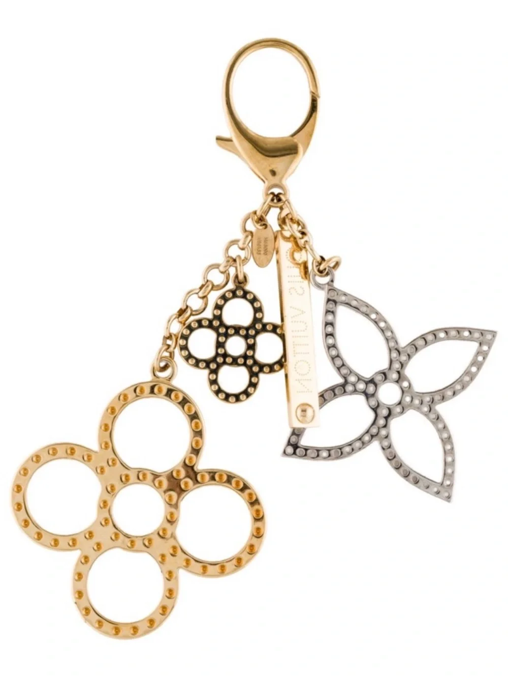 ✨🛍️ Louis Vuitton Gold & Silver Tapage Bag Charm Key Ring - Picture 2 of 2